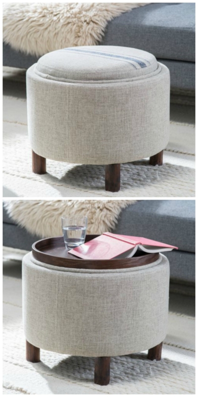 Belham Living Ingram Ottoman with Removable Tray