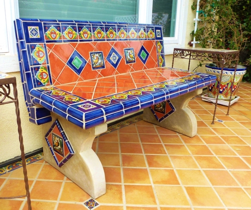 Bench using Mexican tiles by | Kristi Black ...