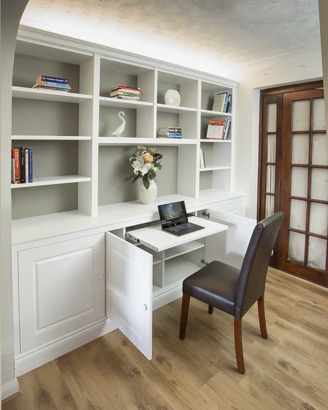 bespoke cabinets and bookcases with pull out desk home office  Built ...