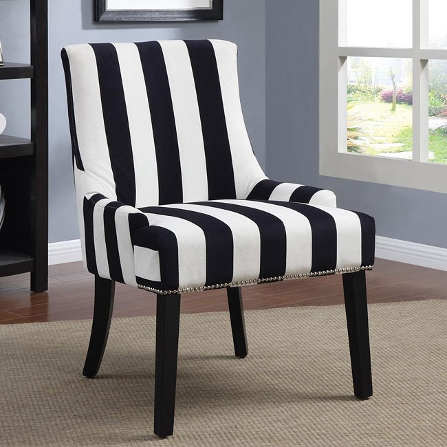 Black and White Stripe Pattern Accent Chair