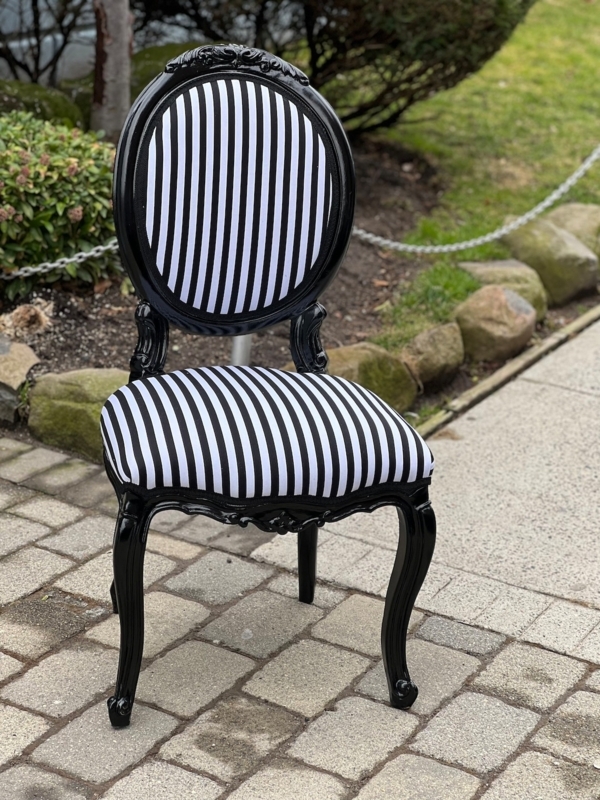 Black and White Striped Accent Dining Chair