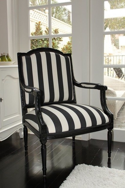 Black and White Striped French Armchair for Elegant Dining