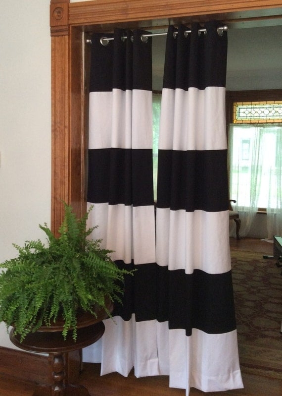 Black and White Wide Striped Curtain Panels