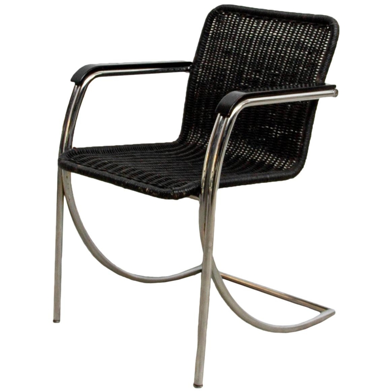 Black Cane C Chair with Chrome Frame