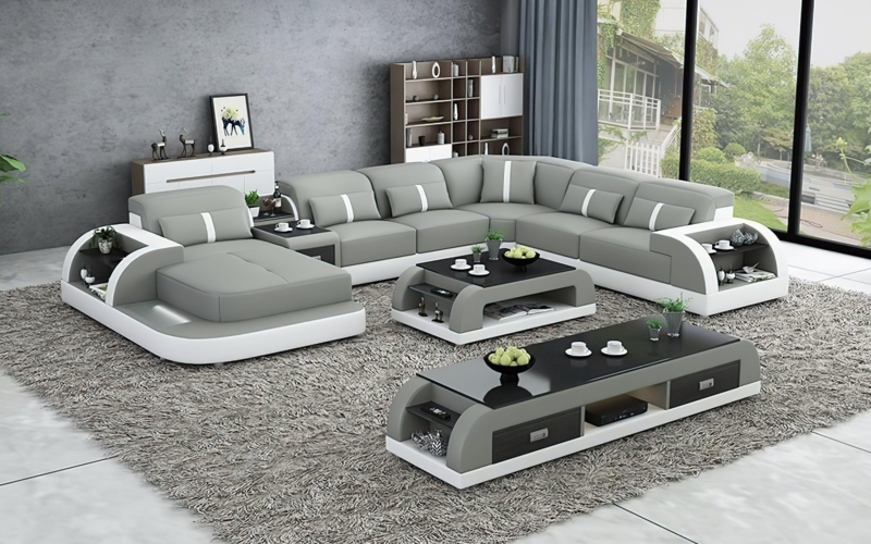 Blaylock Modern Sectional Sofa with LED Light | Modern sofa sectional ...