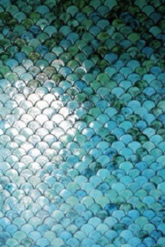 Blue and Green Mermaid Scale Shower Tiles