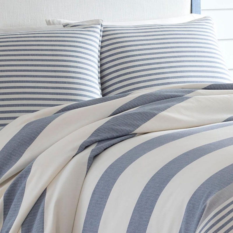Blue and White Striped Comforter Set