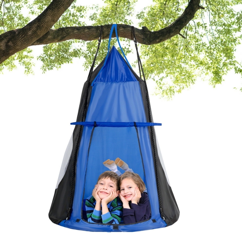 Blue Kids Hanging Swing Tent Hammock Seat Pod