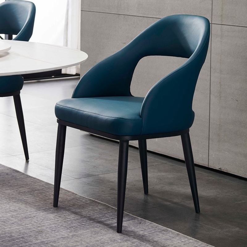Blue Modern Faux Leather Upholstered Dining Chair