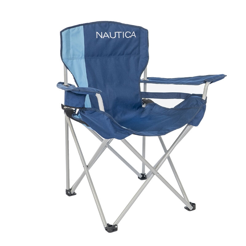Blue Nautica Folding Camping Chair with Lumbar Support