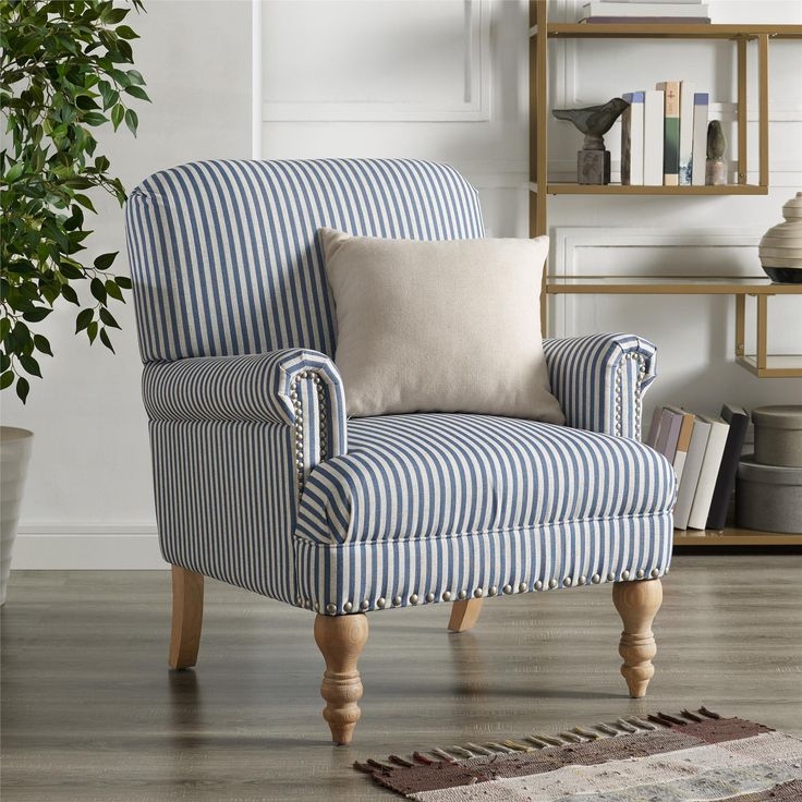 Blue Striped Birch Harbor Jaya Accent Chair