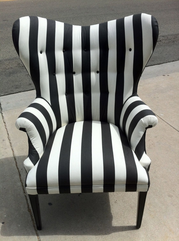 Bold Black and White Striped Accent Chair