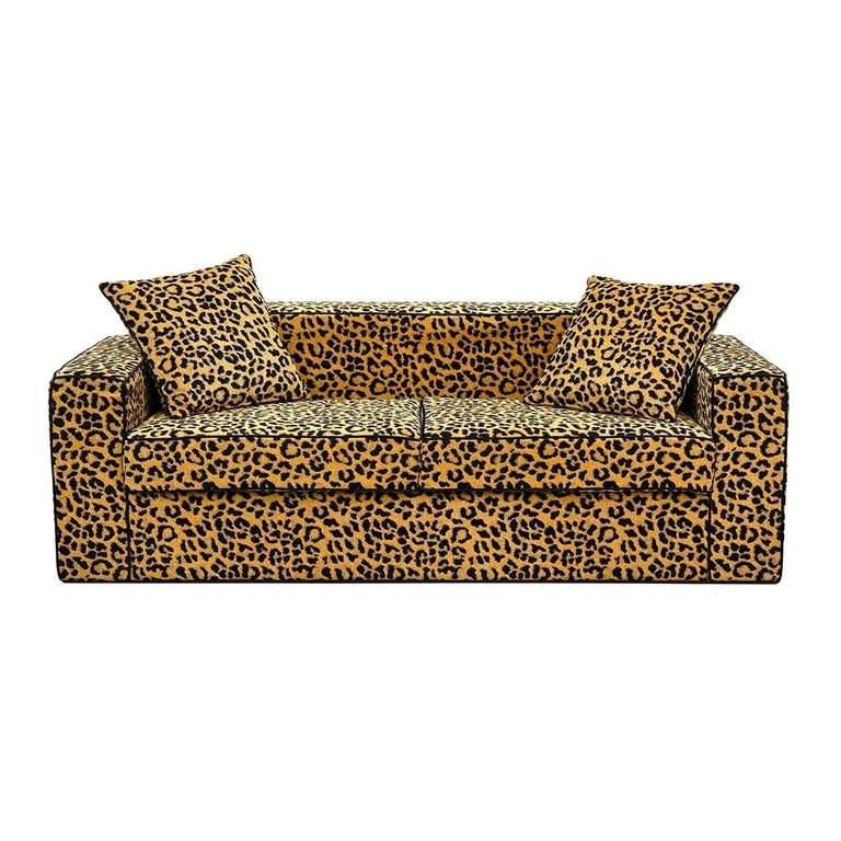 Bold Leopard Print 2-Seat Sofa with Cushions