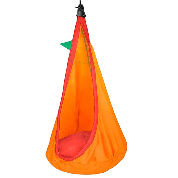Bright Orange Kids Hanging Pod Chair with Cushion
