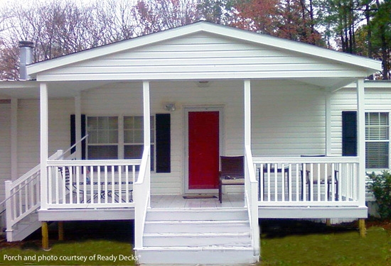 Bright White Porch Design for Mobile Homes