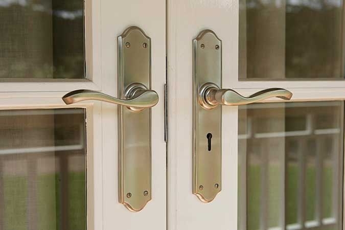 Brushed Metal French Door Handles
