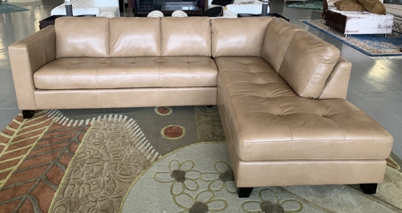 Caramel Leather Sectional Sofa with Modern Design