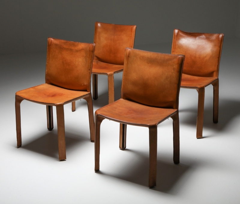 Cassina Cognac Leather CAB Chairs by Mario Bellini