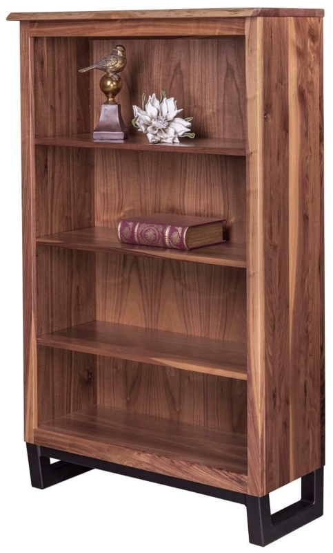 Chadron Live Edge Wooden Bookcase with Metal Legs