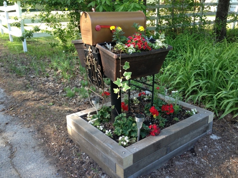Charming Mailbox Garden with Colorful Planters