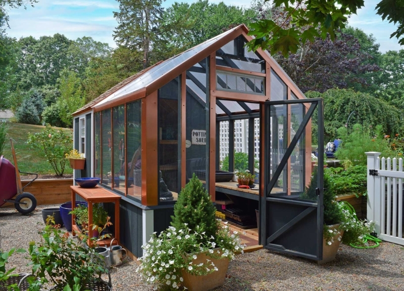 Charming Outdoor Shed Greenhouse Combo Design