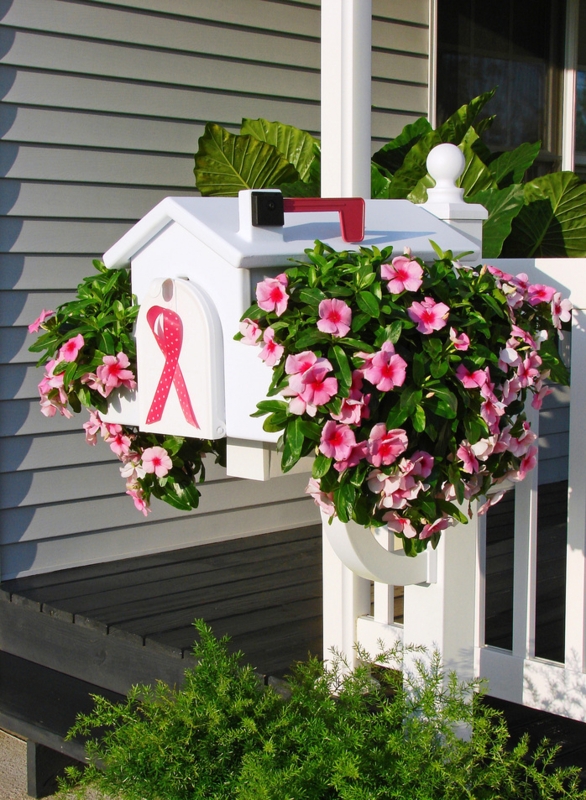 Charming White Mailbox Planter with Pink Flowers