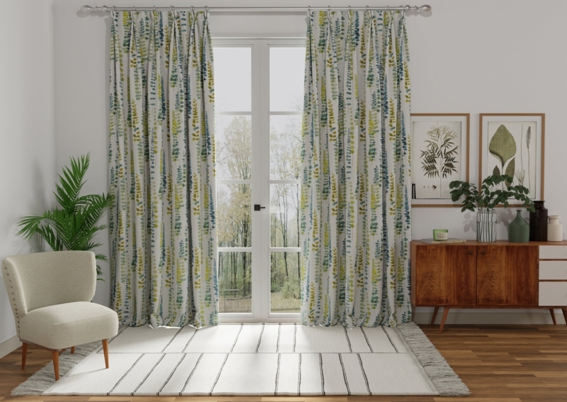 Chartreuse Botanical Patterned Made to Measure Curtains