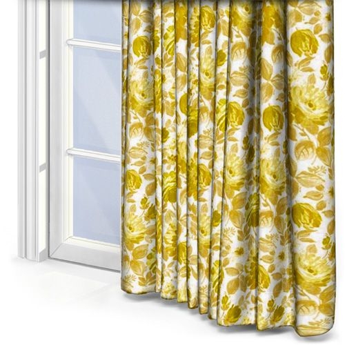 Chartreuse Floral Patterned Curtains for Bright Interiors
