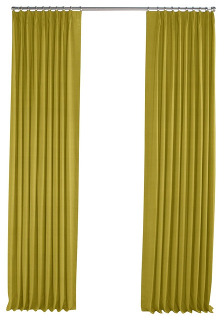Chartreuse Green Linen Pleated Curtains for Modern Interiors