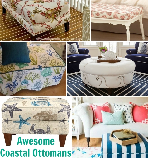 Chic Coastal and Nautical Ottomans for Living Rooms