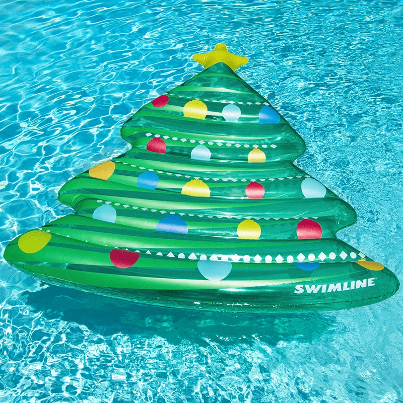 Christmas Tree Inflatable Pool Lounger in Blue Water