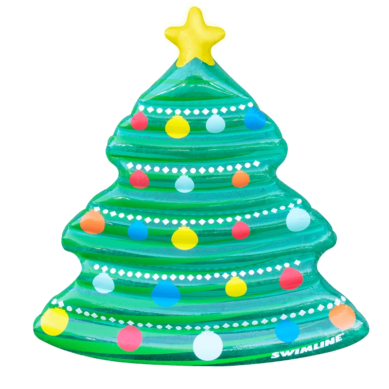 Christmas Tree Inflatable Pool Lounger with Star Top