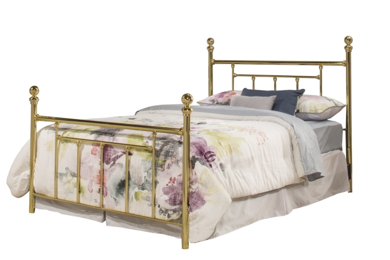 Classic Brass Metal King Bed with Floral Bedding