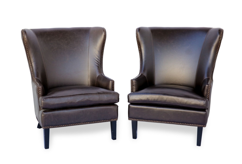 Classic Brown Leather Cigar Lounge Chairs