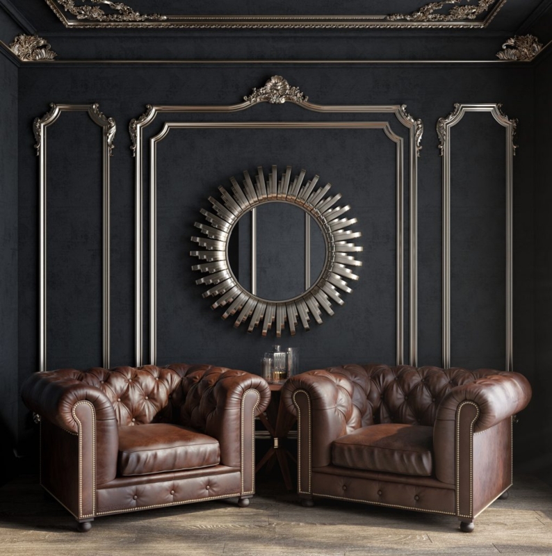 Classic Brown Leather Club Chairs in Elegant Room