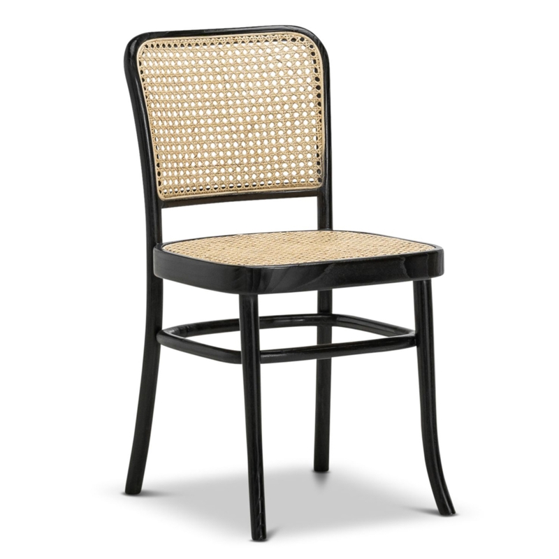Classic Cane Bentwood Side Chair in Black and Natural
