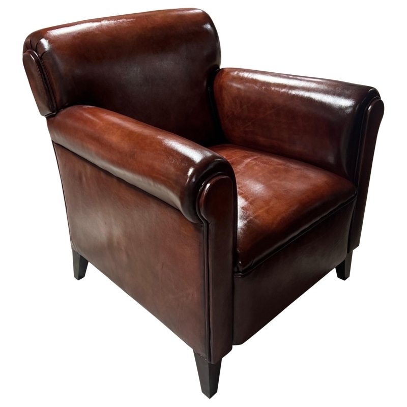 Classic Edward Leather Cigar Armchair in Tobacco