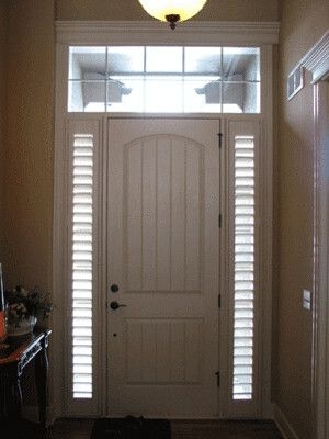 Classic Entry Door with Sidelight Window Shutters