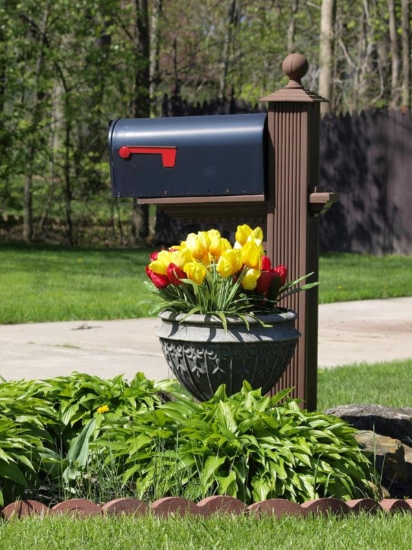 Classic Mailbox with Vibrant Flower Planter