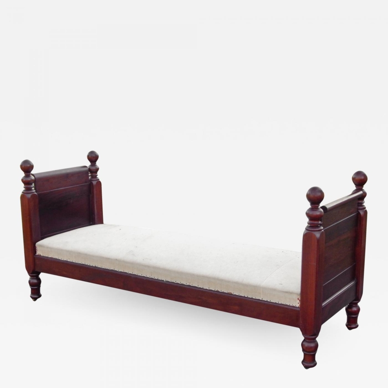 Classic Narrow Wooden Daybed with Upholstered Seat