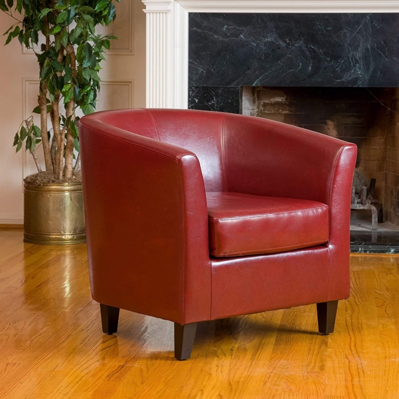 Classic Red Leather Cigar Lounge Chair