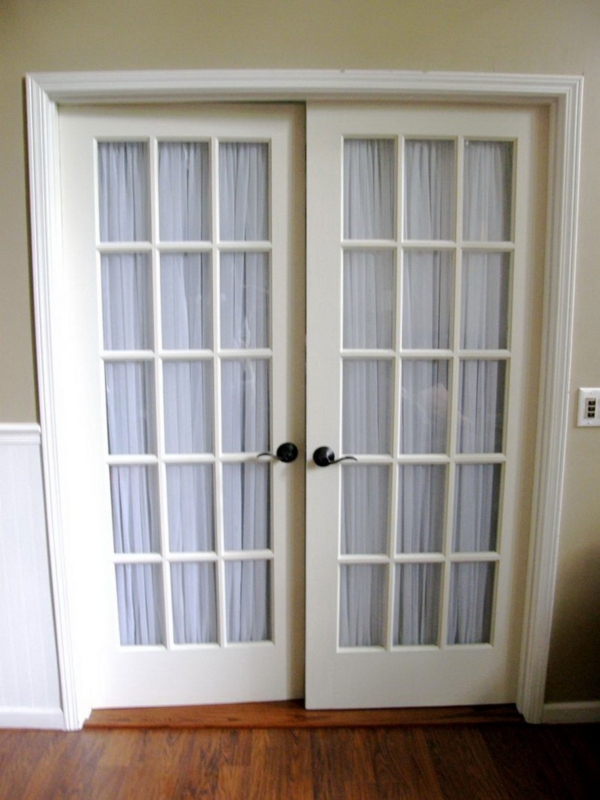 Classic White French Doors with Black Hardware
