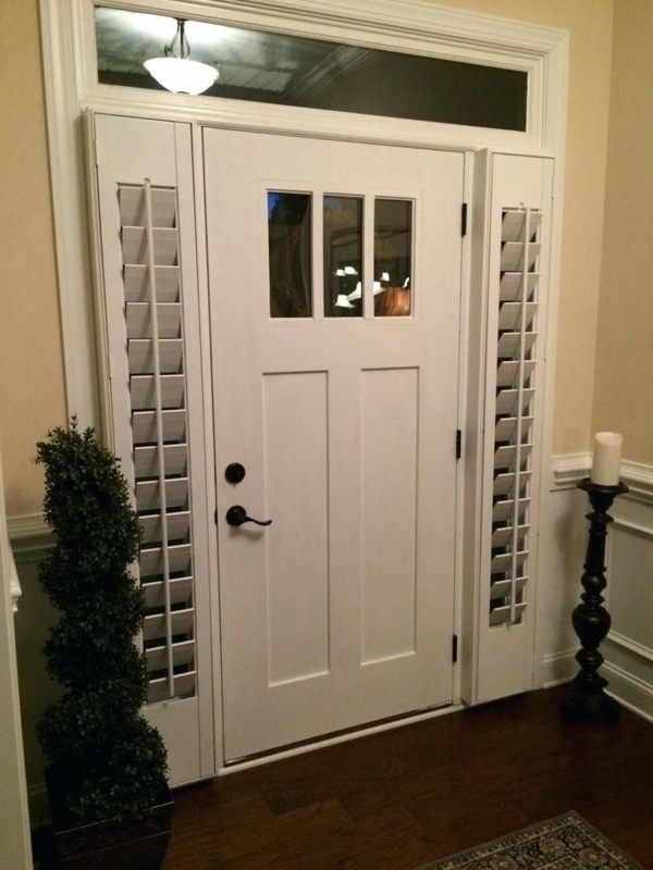 Classic White Front Door with Sidelight Shutters