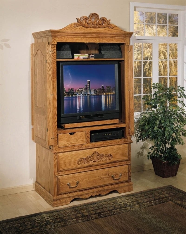 Classic Wooden TV Armoire with Storage Drawers