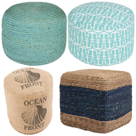 Coastal and Nautical Style Ottomans for Beach Homes