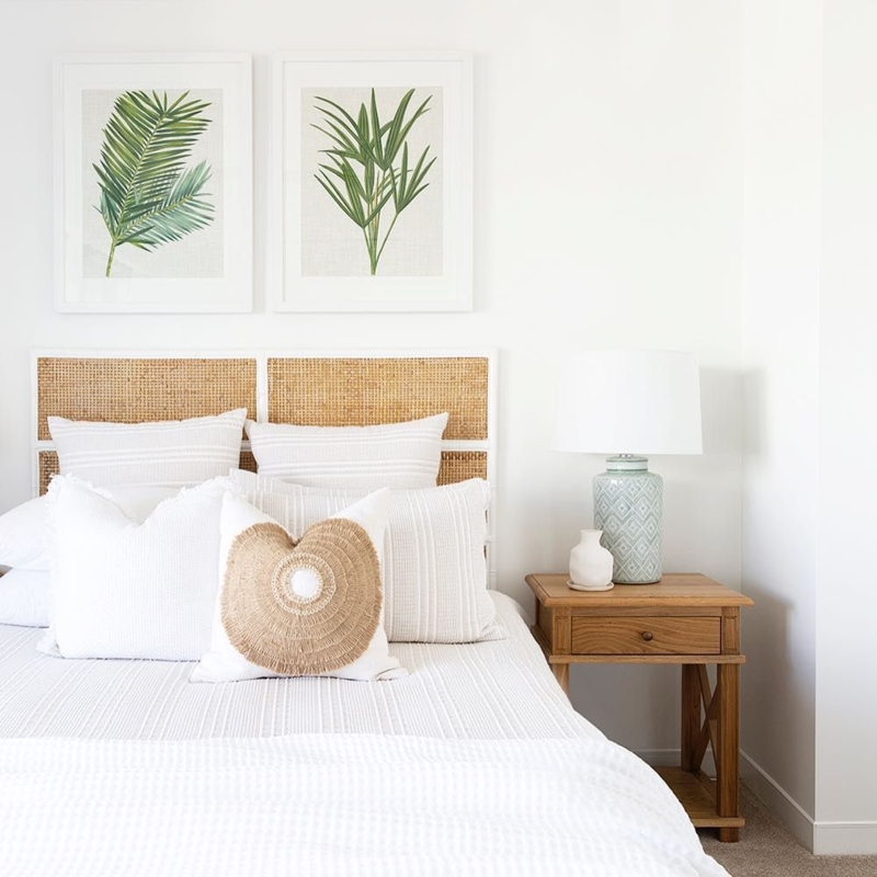 Coastal Bedroom with Natural Textures and Greenery