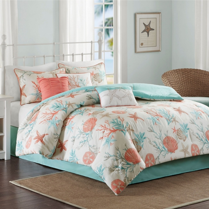 Coastal Bedroom with Sea Life Comforter Set