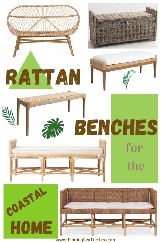 Coastal Rattan Benches for Relaxed Beach House Style