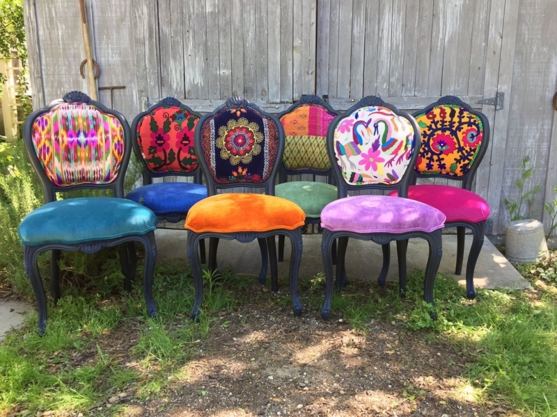 Colorful Eclectic Boho Dining Chairs Set