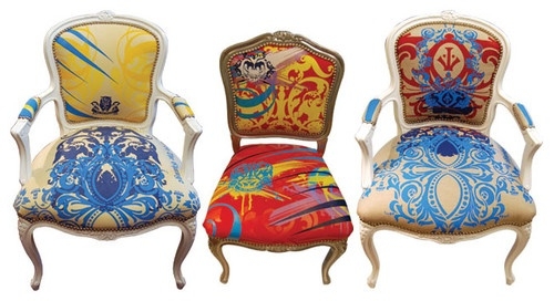 Colorful Eclectic Dining Chairs with Vintage Flair